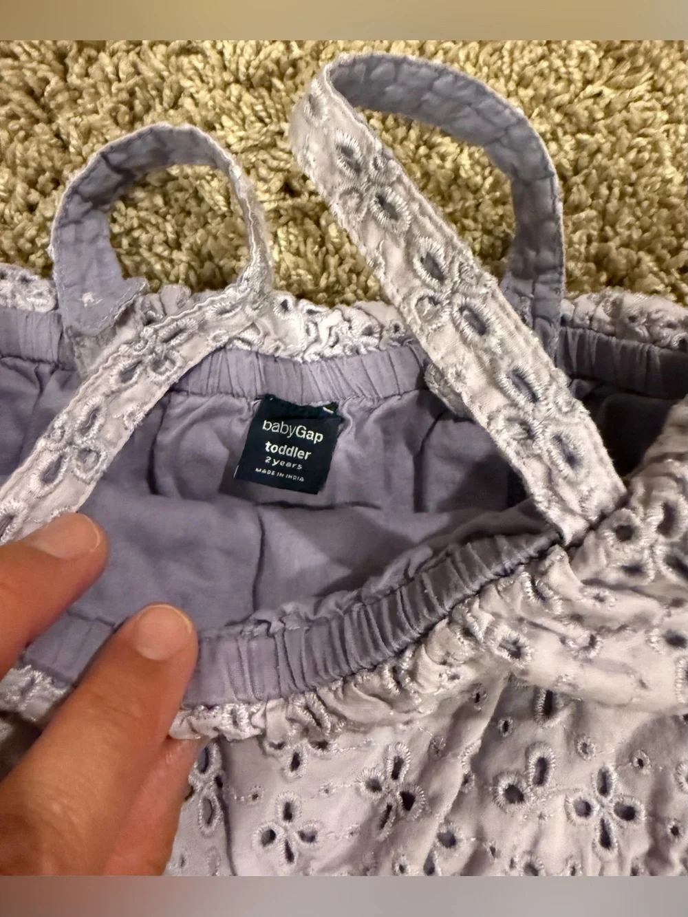 babyGap Girls 2T Lavender Eyelet Floral Ruffle Rompers